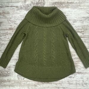 Smartwool Green Cable Knit Cowl Neck Sweater Woman’s Size Medium